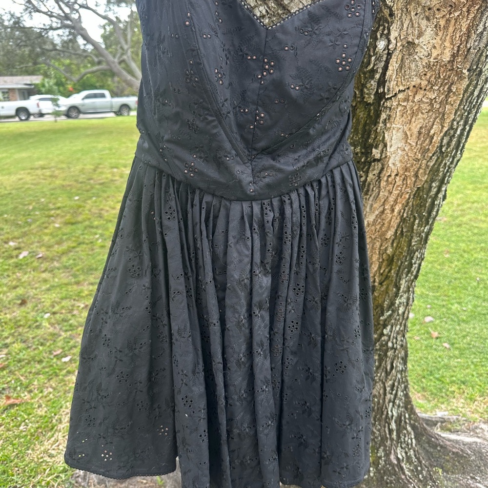 Betsey Johnson Black Eyelet Dress